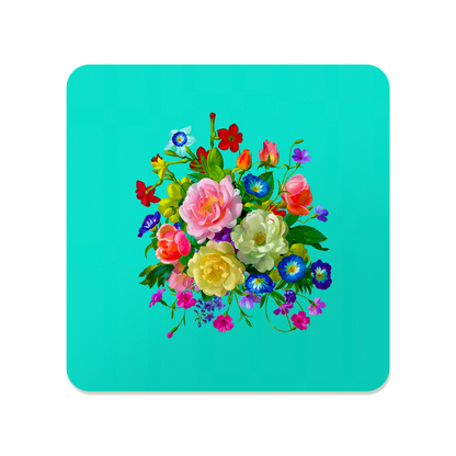 Roses, Pansies, and Poppies Bouquet Square Mousepad