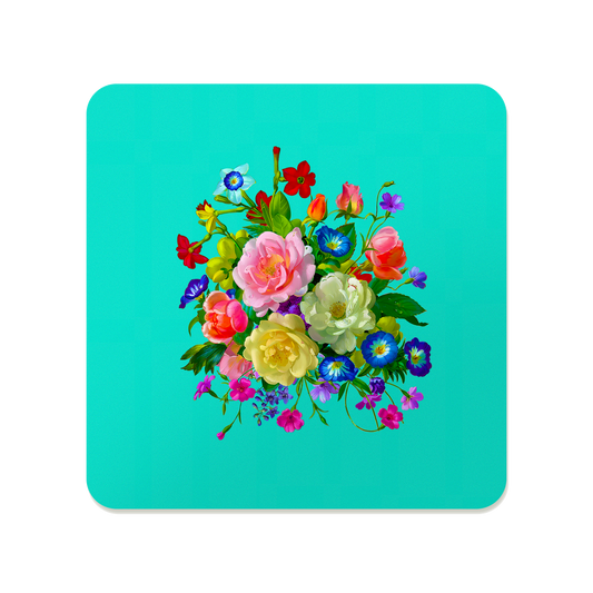 Roses, Pansies, and Poppies Bouquet Square Mousepad