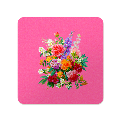 Botanical Floral Square Mouse Pad, Premium Non-Slip Rubber Base Desk Mat