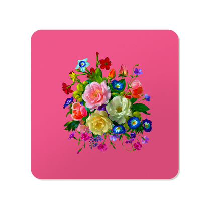 Roses, Pansies, and Poppies Bouquet Square Mousepad