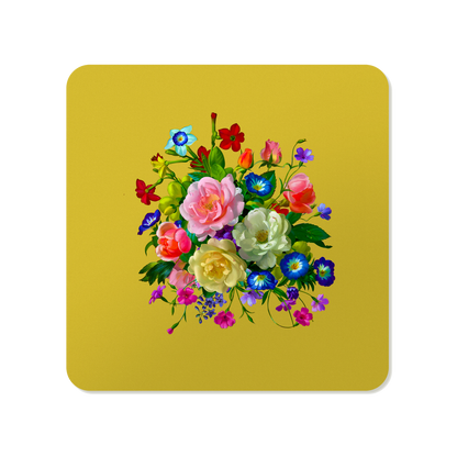 Roses, Pansies, and Poppies Bouquet Square Mousepad
