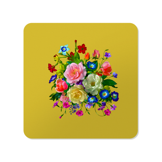 Roses, Pansies, and Poppies Bouquet Square Mousepad