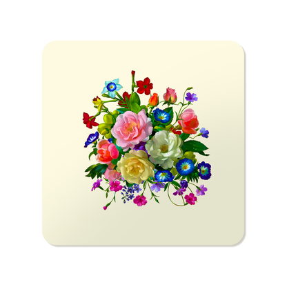 Roses, Pansies, and Poppies Bouquet Square Mousepad