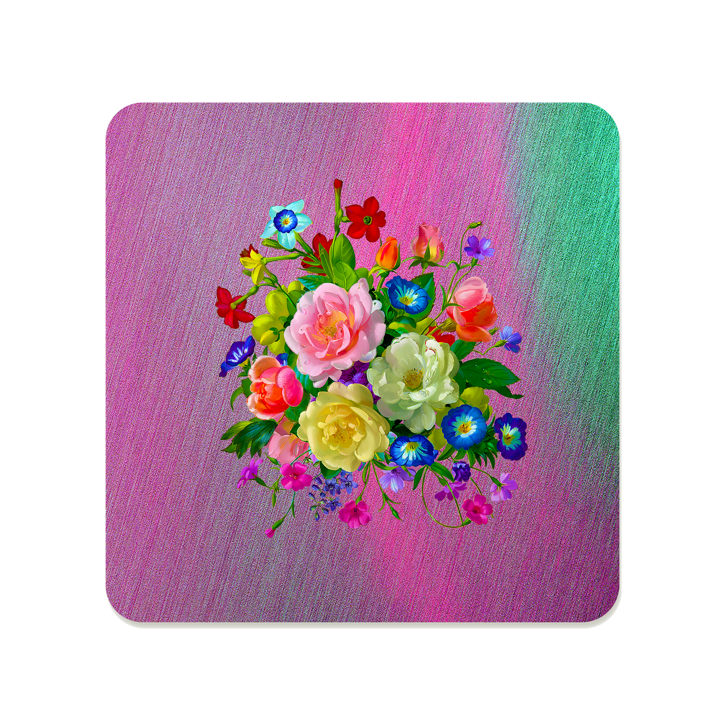 Roses, Pansies, and Poppies Bouquet Square Mousepad