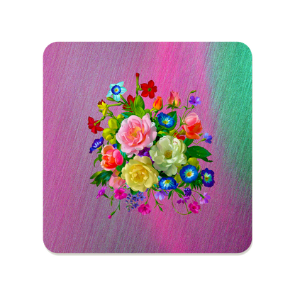 Roses, Pansies, and Poppies Bouquet Square Mousepad