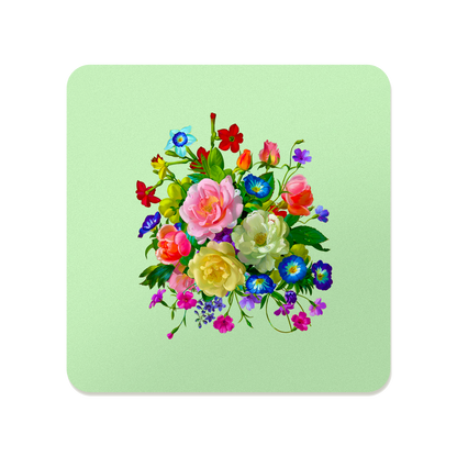 Roses, Pansies, and Poppies Bouquet Square Mousepad