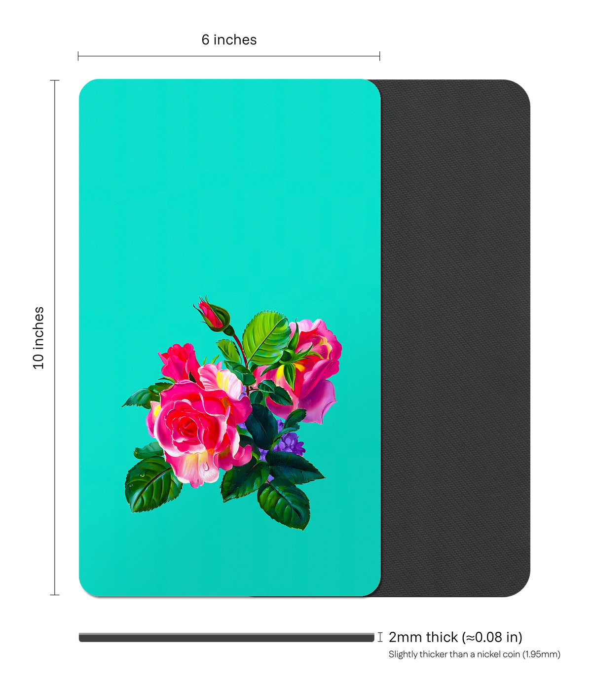 Romantic Floral Rectangle Mouse Pad, Premium Non-Slip Rubber Base Desk Mat