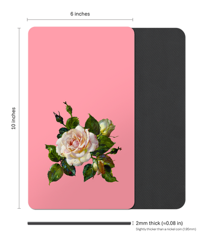 Vintage Floral Rectangle Mouse Pad, Premium Non-Slip Rubber Base Desk Mat