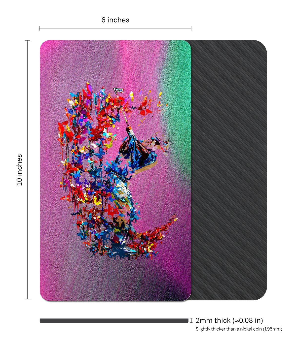Modern Golfer Floral Rectangle Mouse Pad, Premium Non-Slip Rubber Base Desk Mat