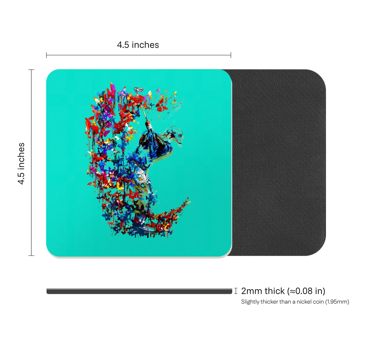 Modern Golfer Floral Drink Coaster, Waterproof Non-Slip Rubber Base Table Mat