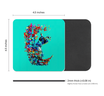 Modern Golfer Floral Drink Coaster, Waterproof Non-Slip Rubber Base Table Mat