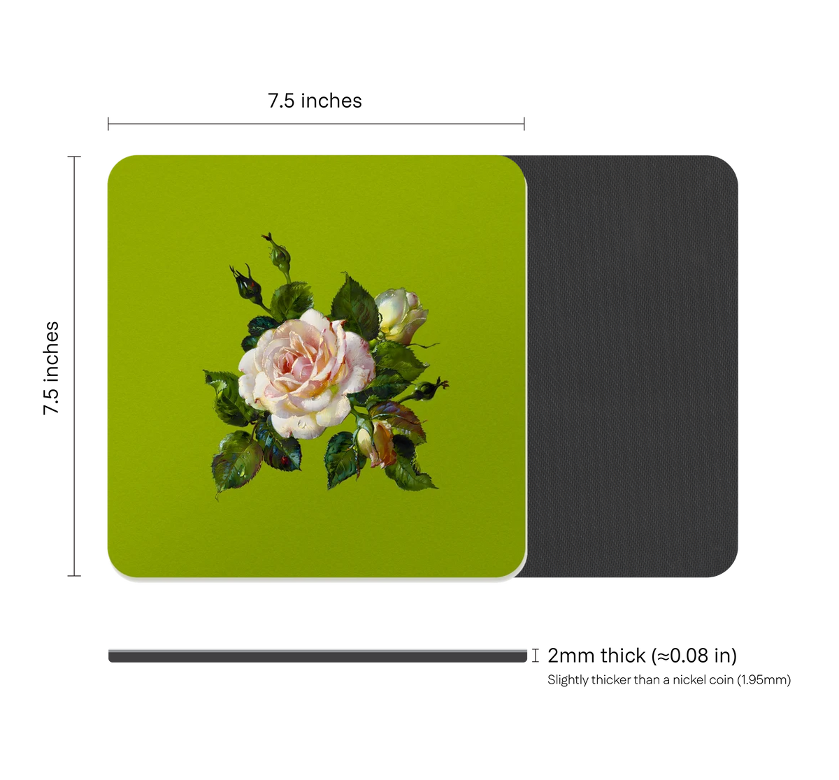 Vintage Floral Square Mouse Pad, Premium Non-Slip Rubber Base Desk Mat