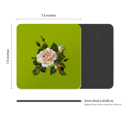 Vintage Floral Square Mouse Pad, Premium Non-Slip Rubber Base Desk Mat