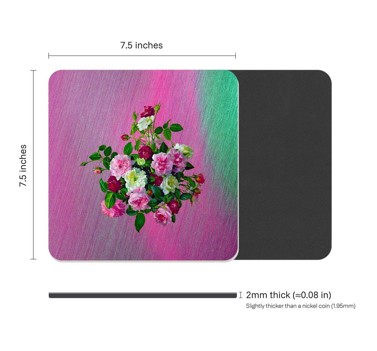 Victorian Floral Square Mouse Pad, Premium Non-Slip Rubber Base Desk Mat