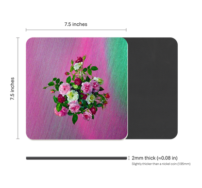 Victorian Floral Square Mouse Pad, Premium Non-Slip Rubber Base Desk Mat