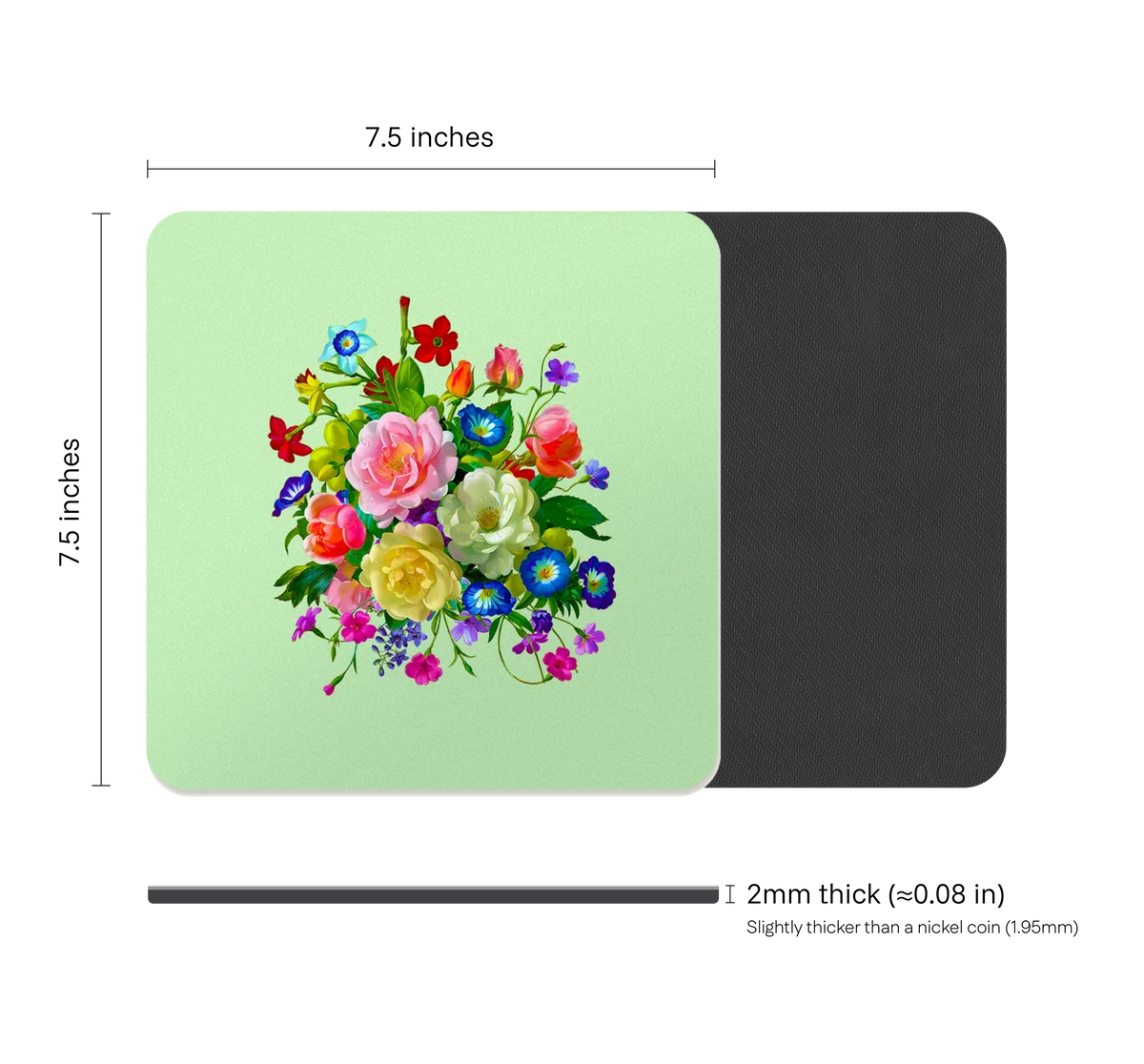 Vibrant Floral Square Mouse Pad, Premium Non-Slip Rubber Base Desk Mat