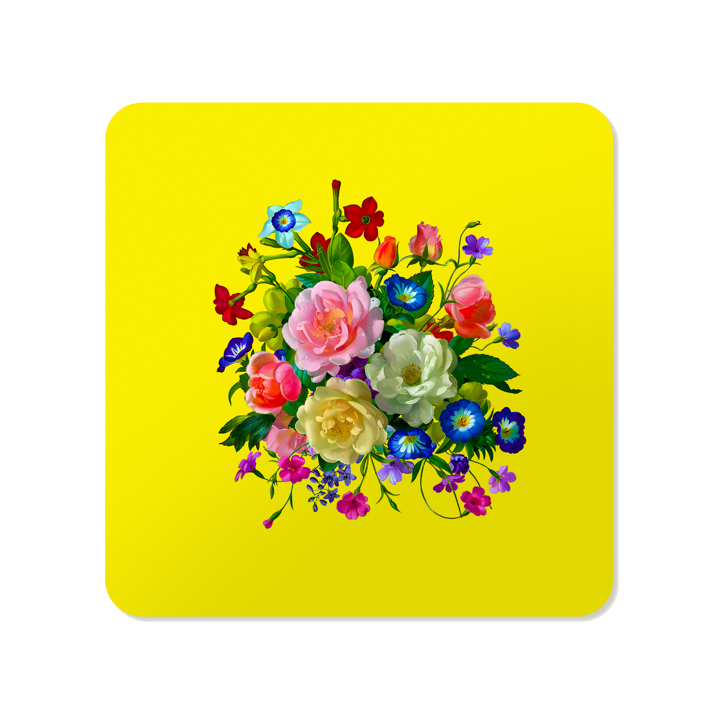 Roses, Pansies, and Poppies Bouquet Square Mousepad